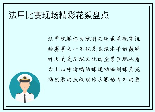 法甲比赛现场精彩花絮盘点